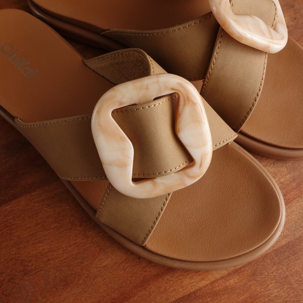 OluKai Sandals WMS SZ 6 Brown La'i Slide Slip On Shoes Coastal Comfort Vacation - Picture 8 of 12